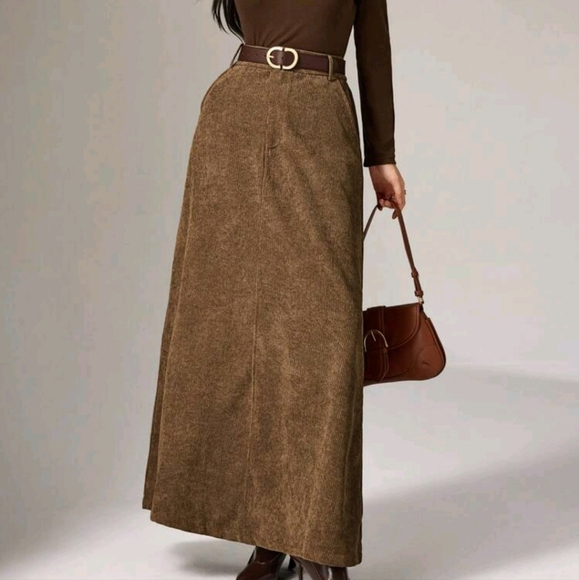 Dresses & Skirts - Women Casual Solid Color Corduroy Skirt, Autumn/Winter